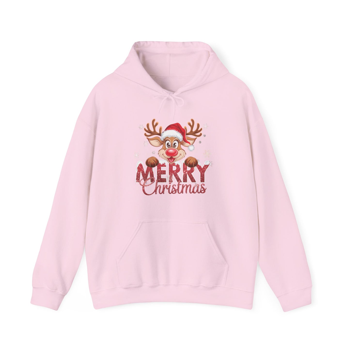 Christmas Reindeer Hoodie - 'Merry Christmas' Cute Santa Reindeer Holiday Sweatshirt