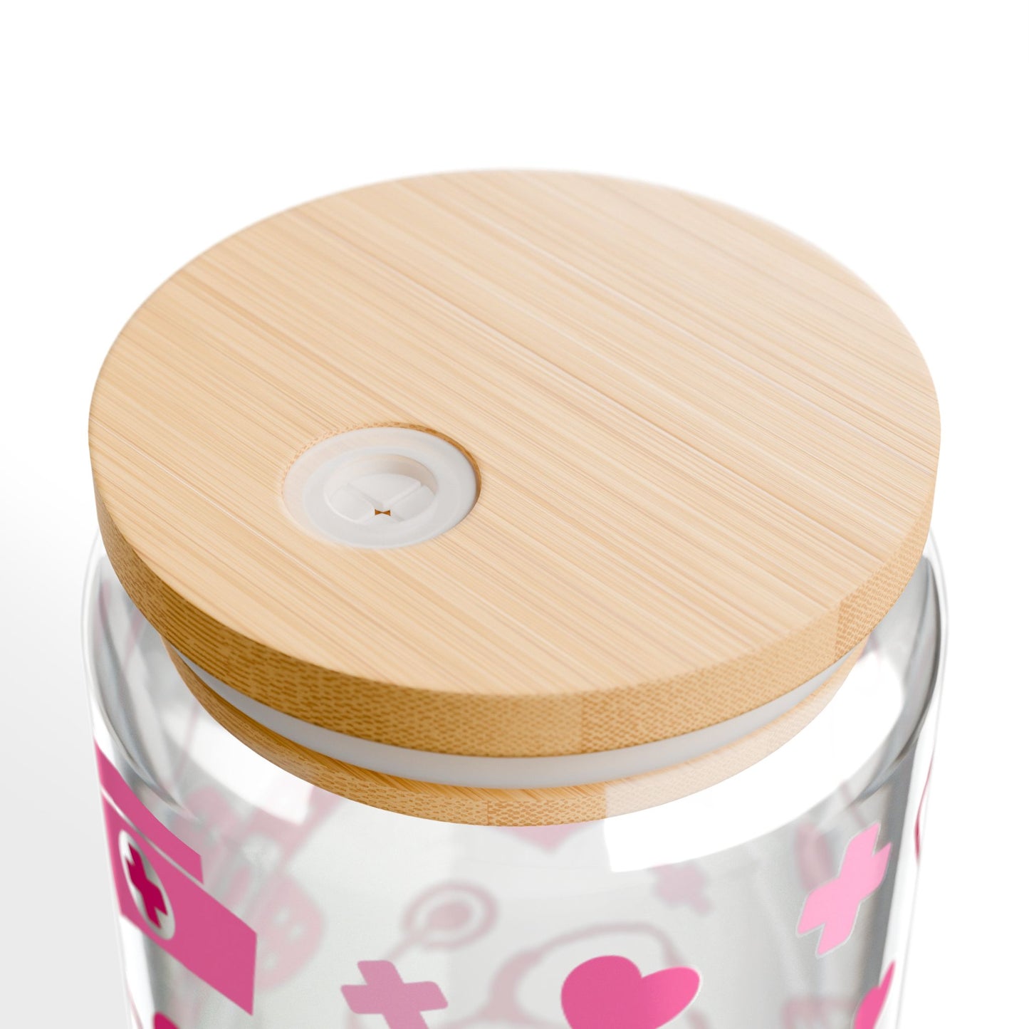 16oz Medical Hearts Sipper Glass – Nurse Stethoscope & Bandage Drink Tumbler