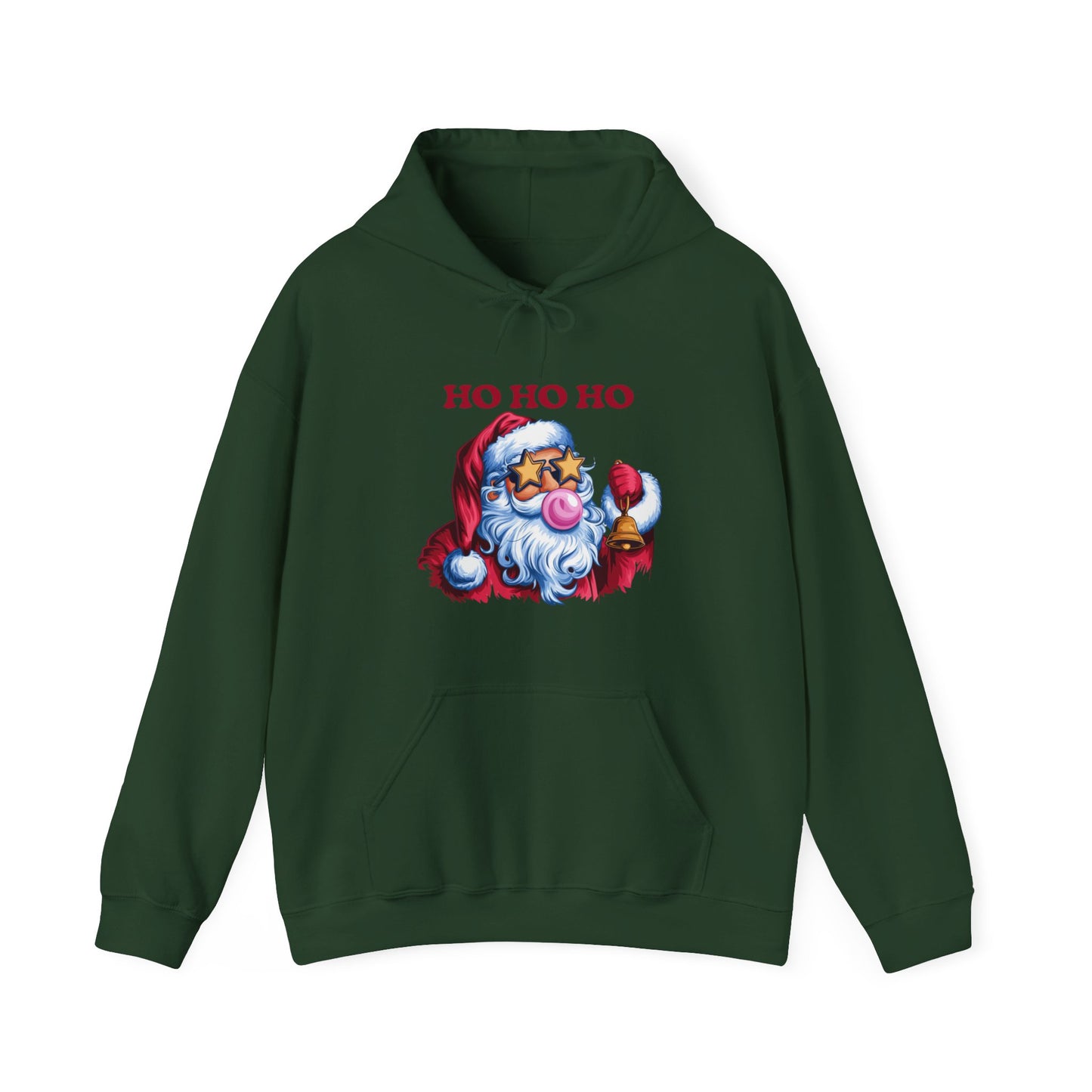 Santa 'Ho Ho Ho' Graphic Hoodie — Festive Retro Santa Pullover for Christmas