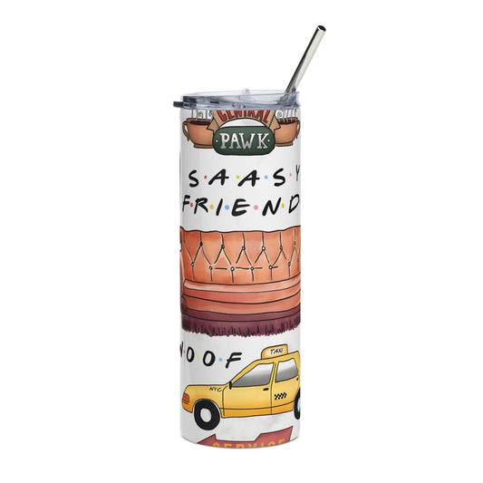 Friends TV-Inspired 20oz Stainless Steel Tumbler — 'Saa-sy Friend' Couch & Icons Travel Mug