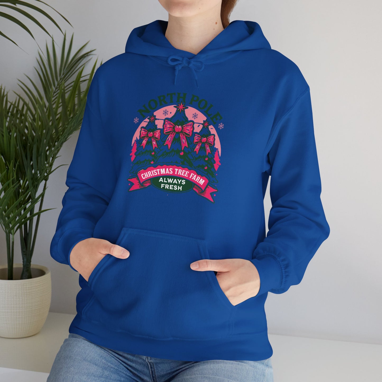 North Pole Christmas Tree Farm Hoodie - Vintage Holiday Winter Sweatshirt