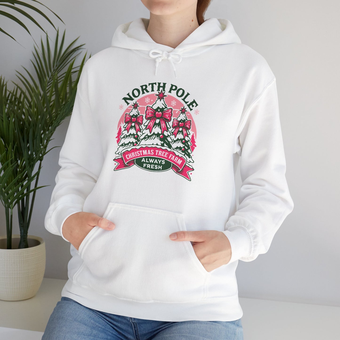 North Pole Christmas Tree Farm Hoodie - Vintage Holiday Winter Sweatshirt