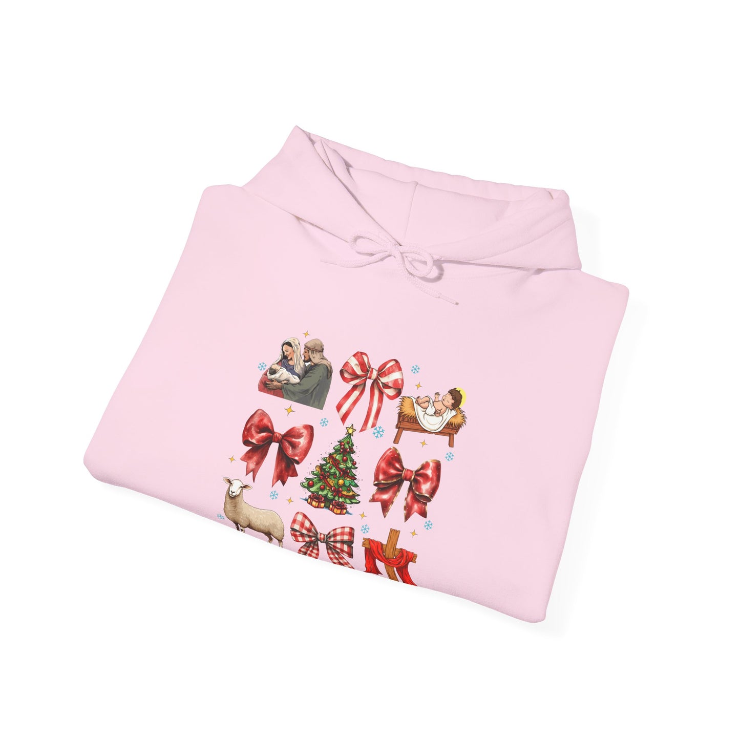 Christmas Bow & Reindeer Hoodie — Festive Holiday Graphic Sweatshirt