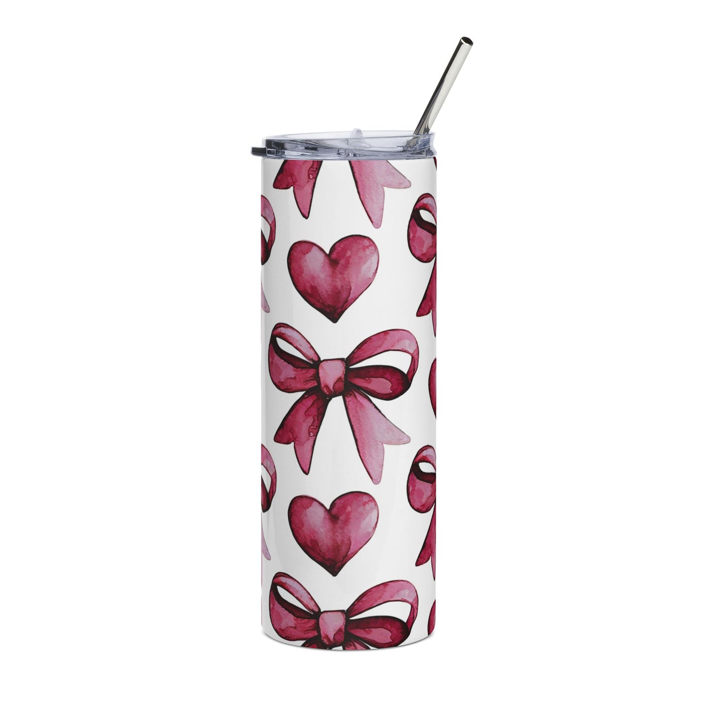 20oz Valentine Hearts & Bows Stainless Steel Tumbler
