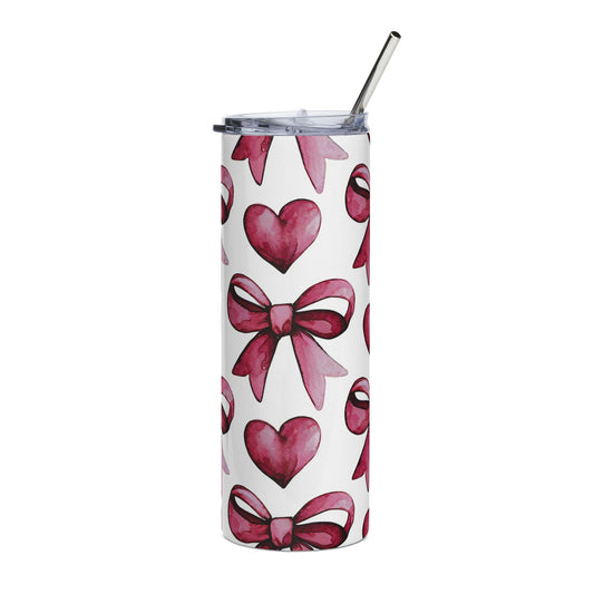 20oz Valentine Hearts & Bows Stainless Steel Tumbler