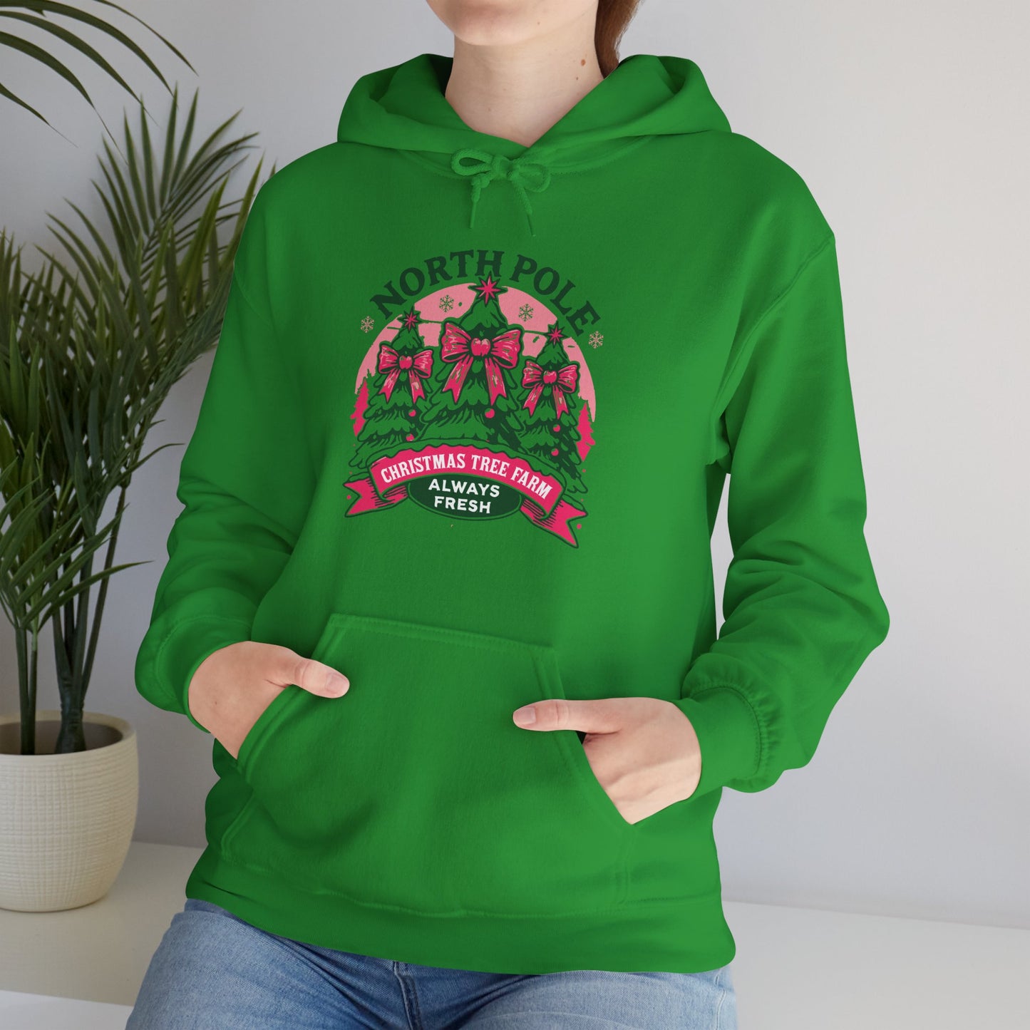 North Pole Christmas Tree Farm Hoodie - Vintage Holiday Winter Sweatshirt