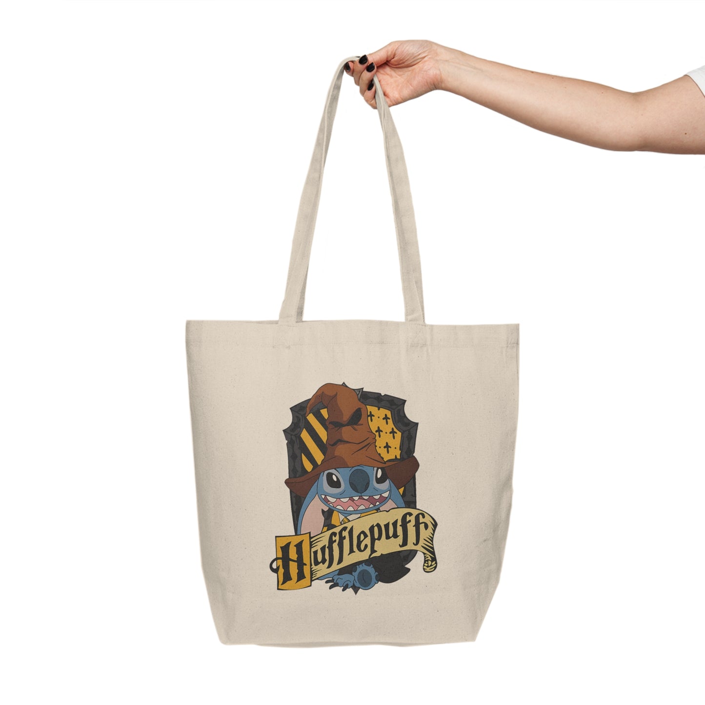 Hufflepuff Stitch Canvas Tote Bag — Cute Wizard House Shopper