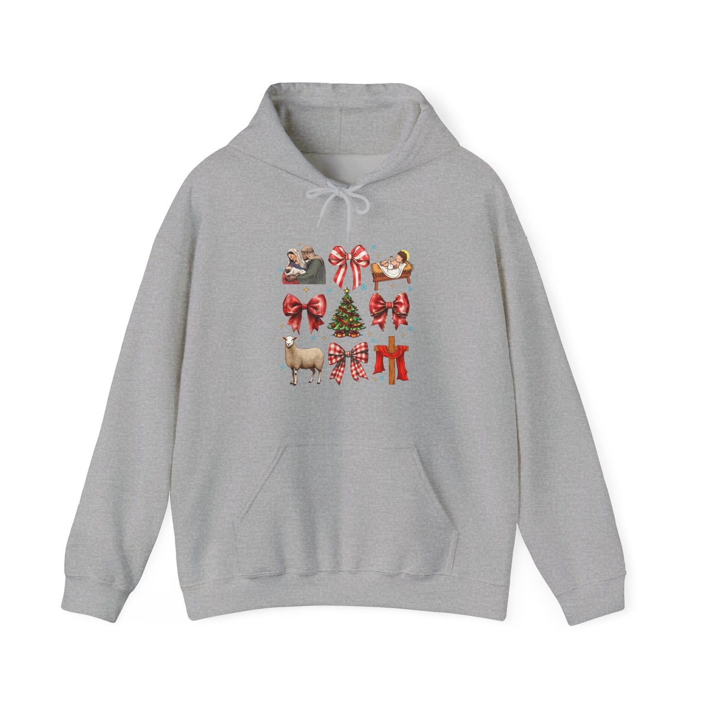 Christmas Bow & Reindeer Hoodie — Festive Holiday Graphic Sweatshirt