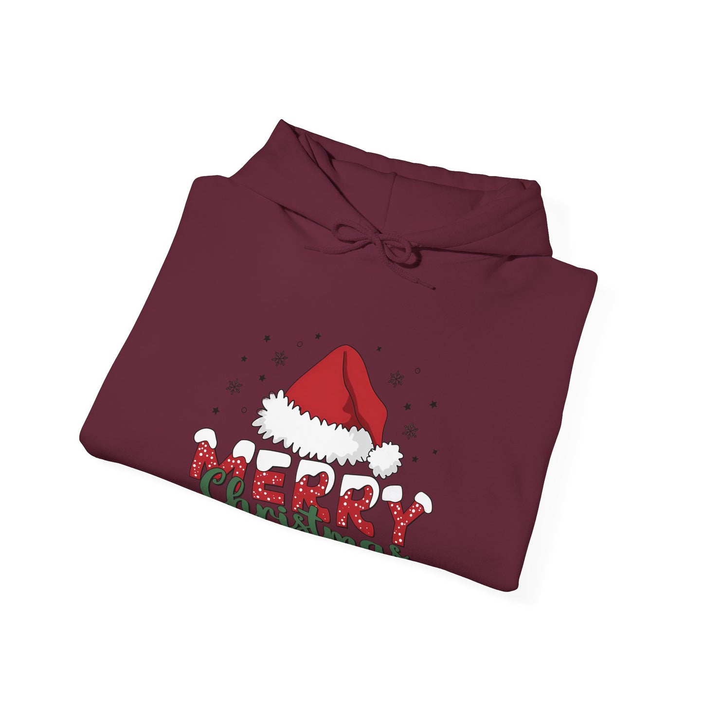 Christmas Hoodie - 'Merry Christmas' Santa Hat Holiday Sweatshirt