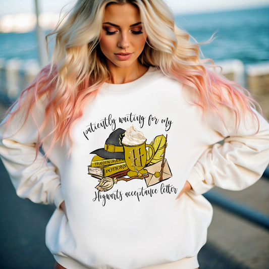 "PATIENTLY WAITING FOR MY HOGWARTS LETTER HUFFLEPUFF EDITION"