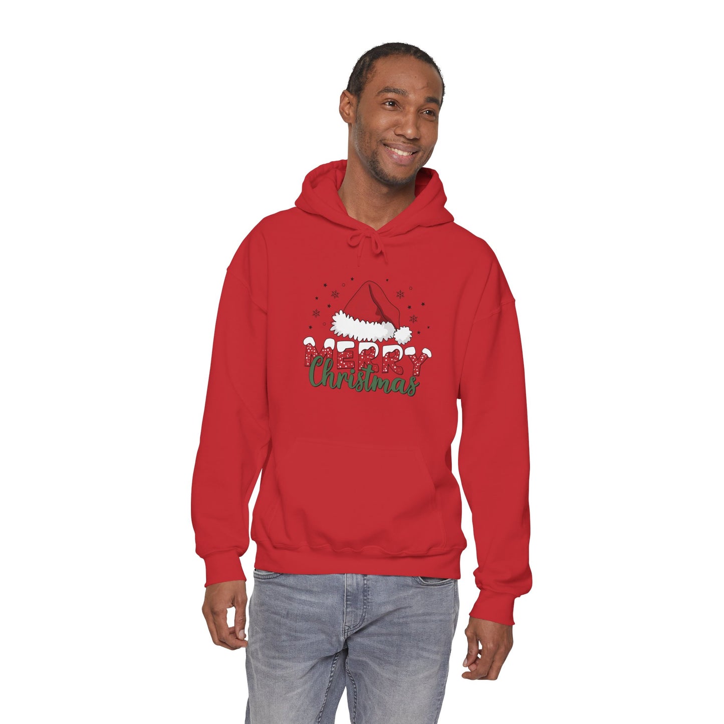 Christmas Hoodie - 'Merry Christmas' Santa Hat Holiday Sweatshirt