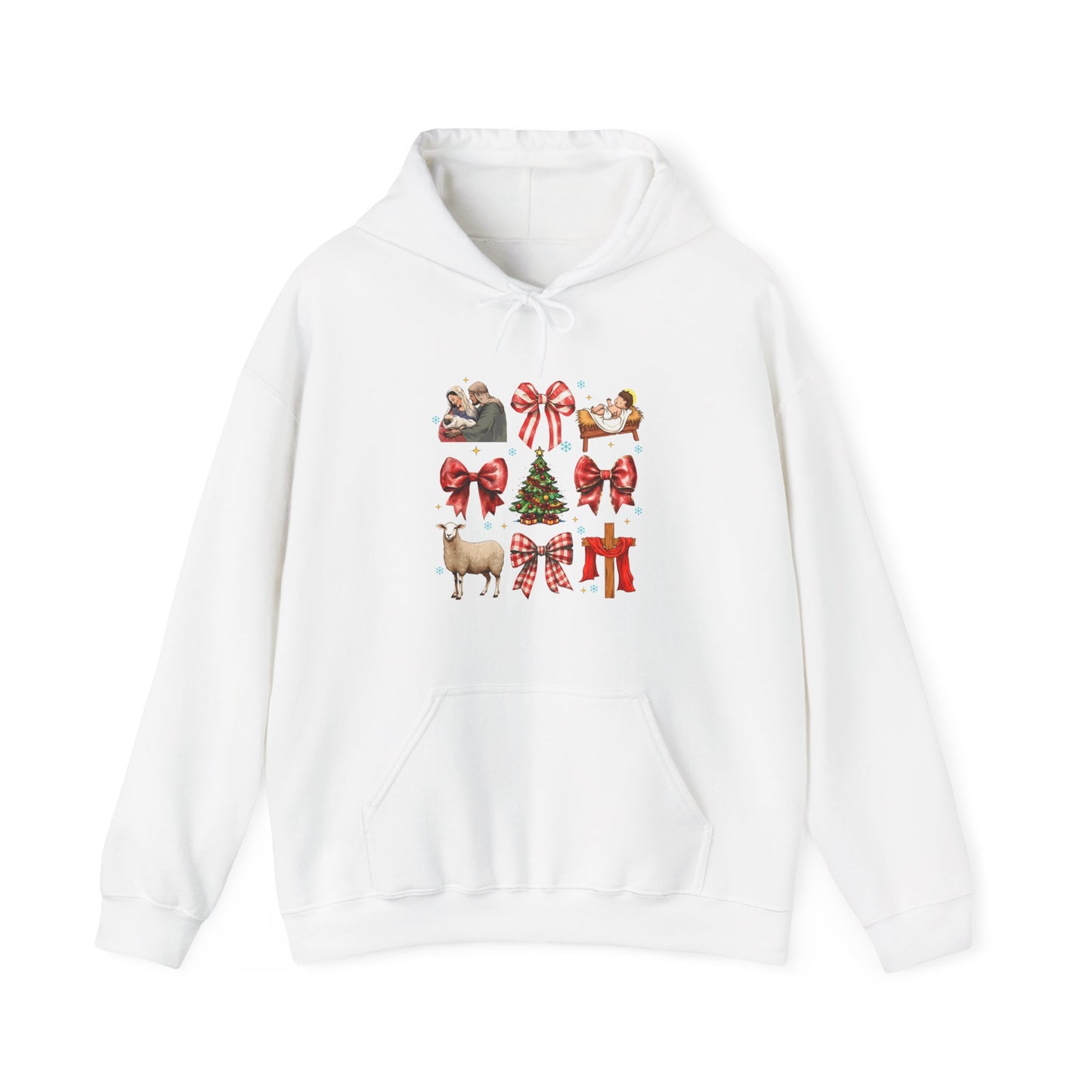 Christmas Bow & Reindeer Hoodie — Festive Holiday Graphic Sweatshirt