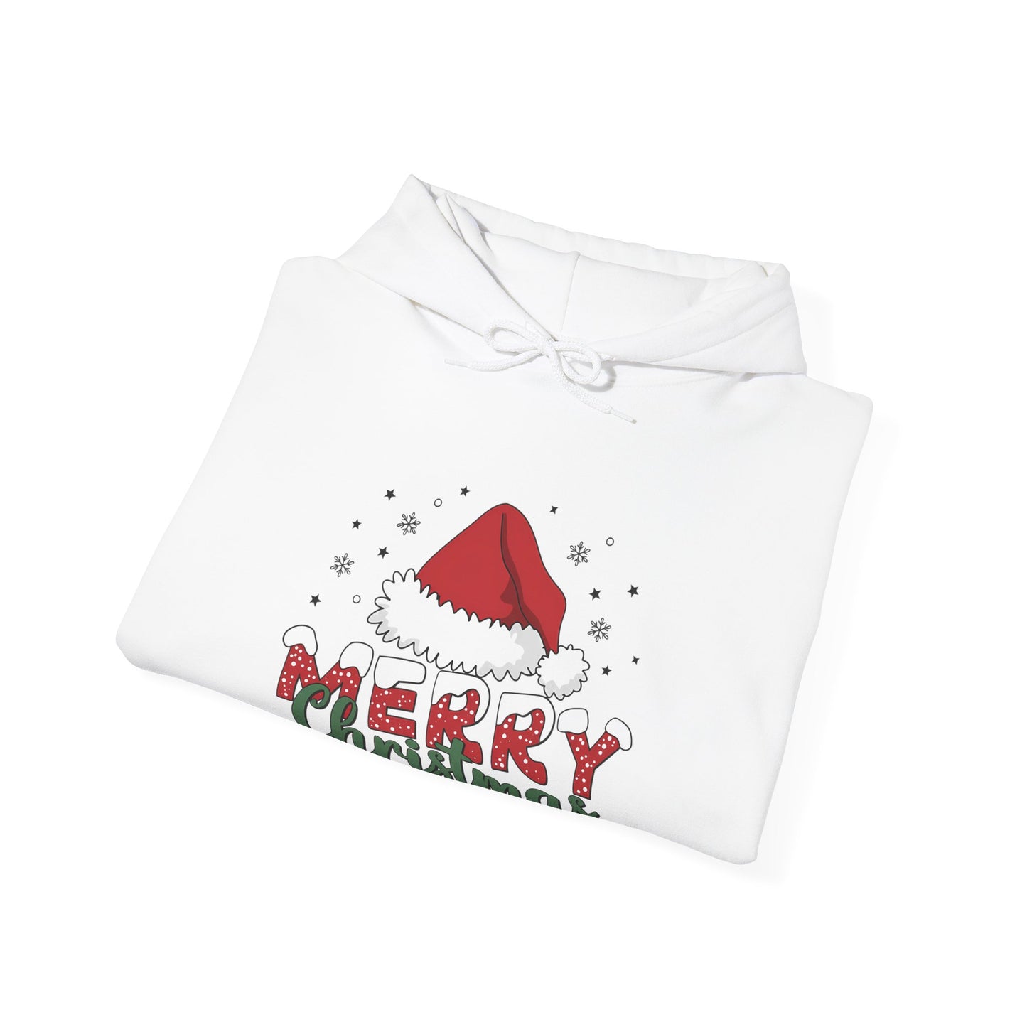 Christmas Hoodie - 'Merry Christmas' Santa Hat Holiday Sweatshirt