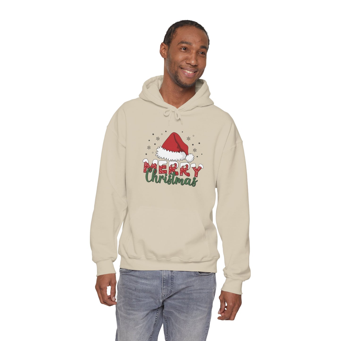 Christmas Hoodie - 'Merry Christmas' Santa Hat Holiday Sweatshirt