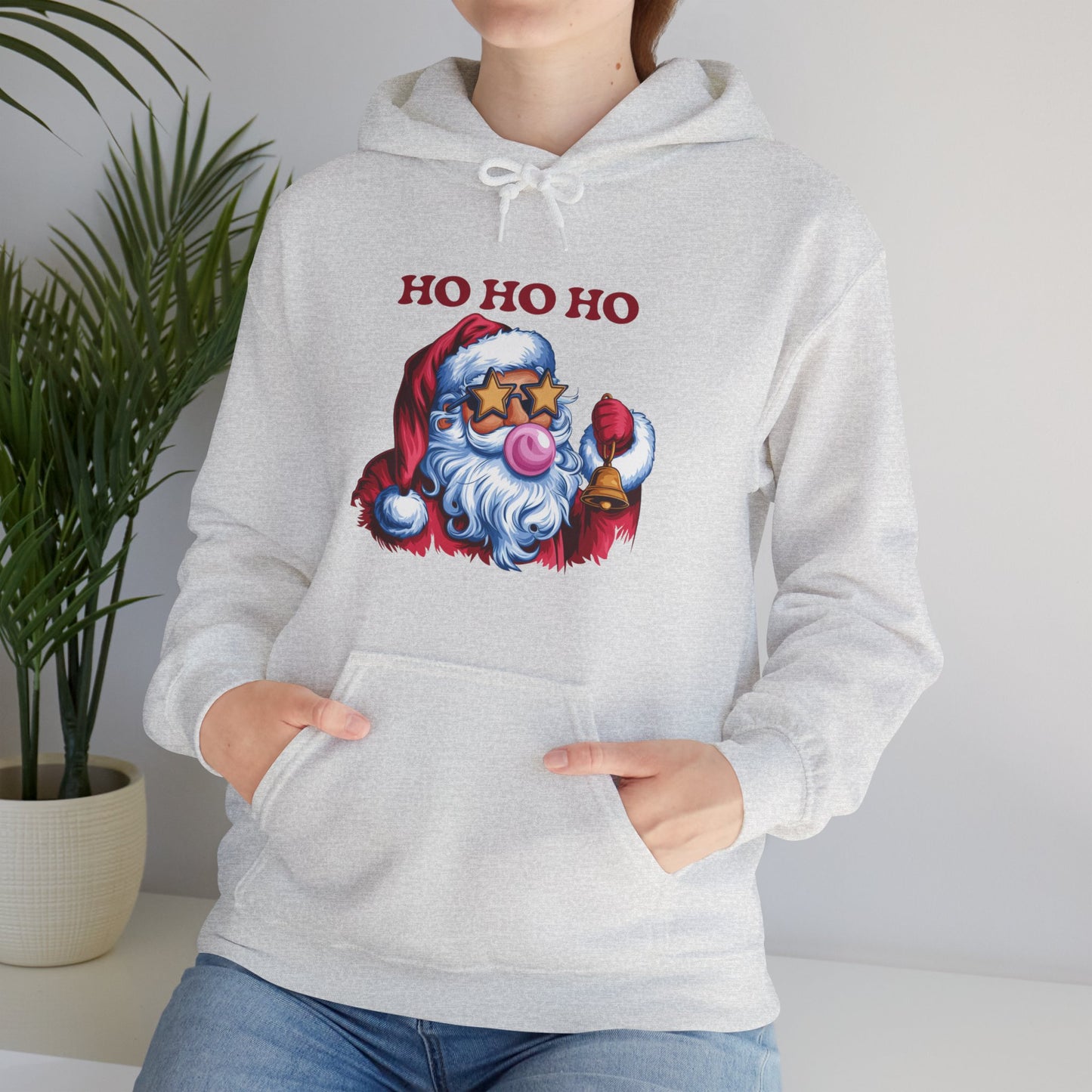 Santa 'Ho Ho Ho' Graphic Hoodie — Festive Retro Santa Pullover for Christmas