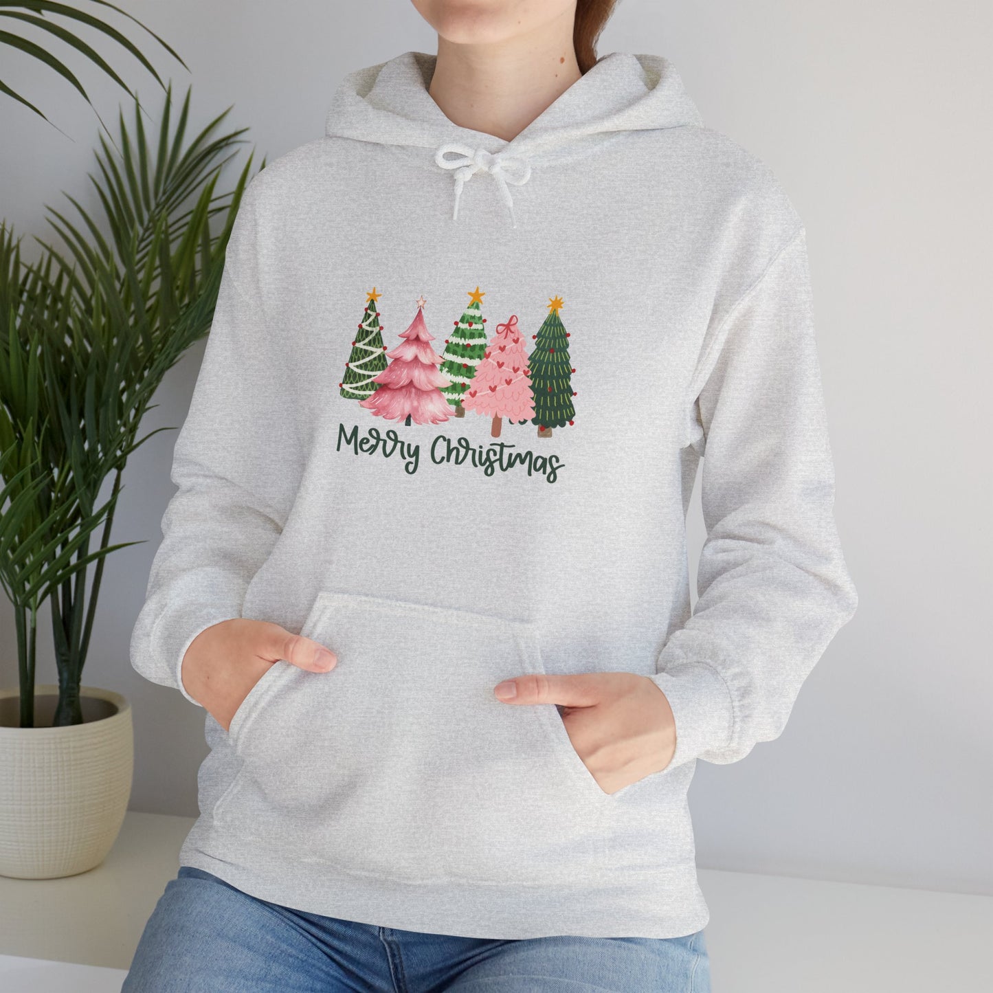 Christmas Tree Cluster Hoodie – "Merry Christmas" Festive Holiday Sweatshirt