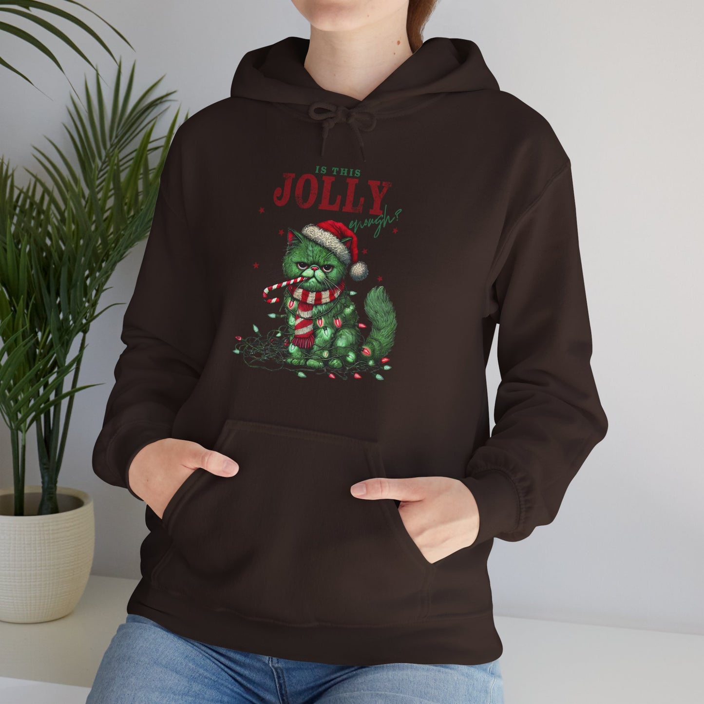 Holiday Dino Hoodie - "Be Jolly" Cute Christmas T-Rex Sweatshirt