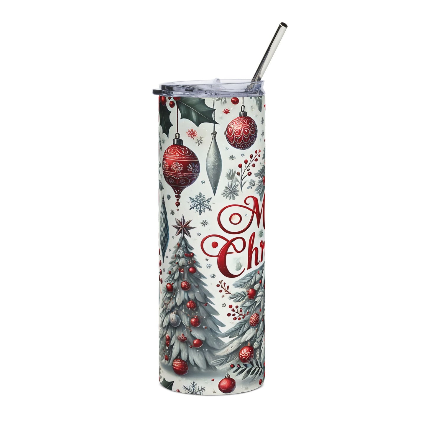 Christmas Tree 20oz Stainless Tumbler — "Merry Christmas" Holiday Travel Cup