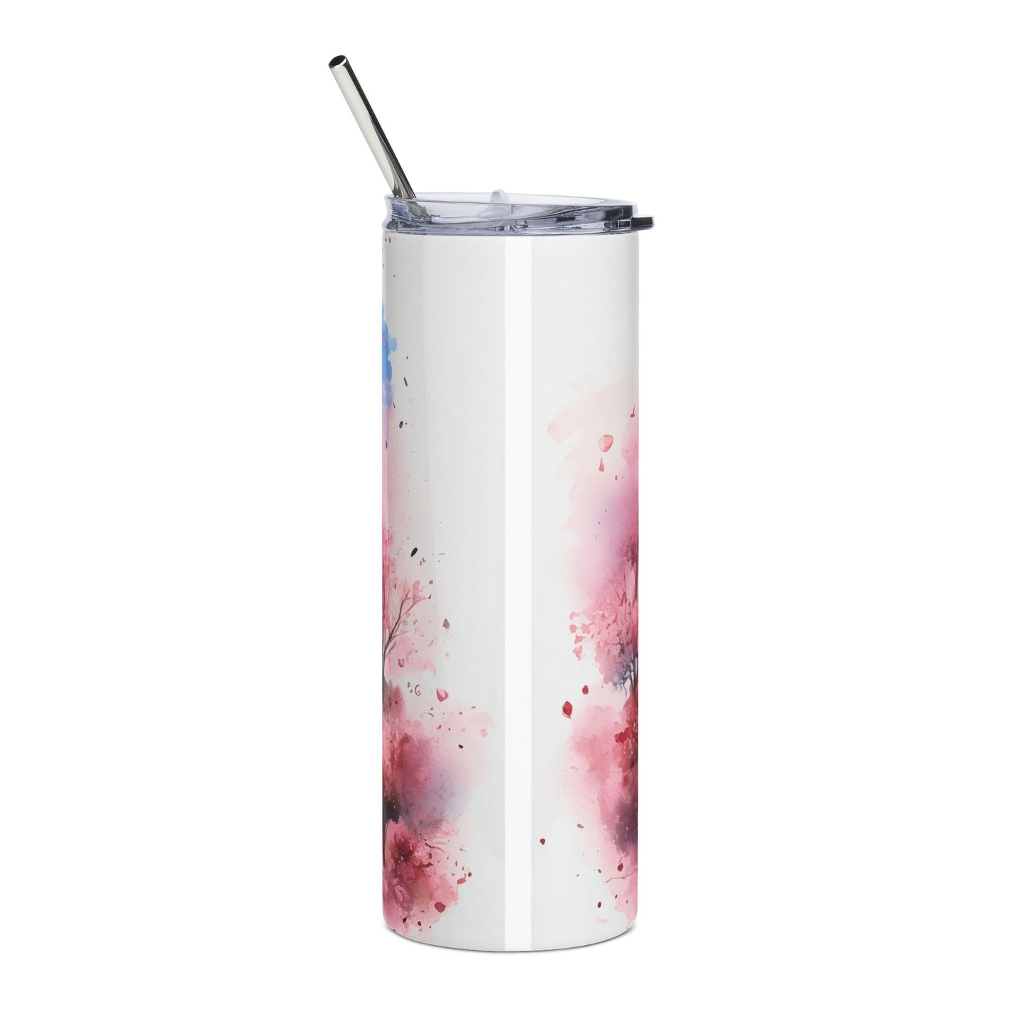 Paris Eiffel Tower 20oz Stainless Steel Tumbler — Watercolor Cherry Blossom Travel Mug