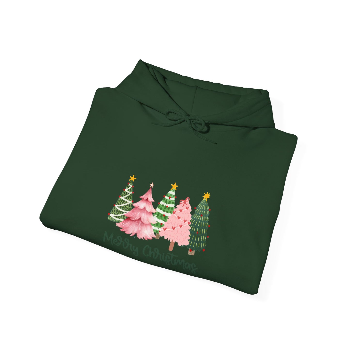 Christmas Tree Cluster Hoodie – "Merry Christmas" Festive Holiday Sweatshirt