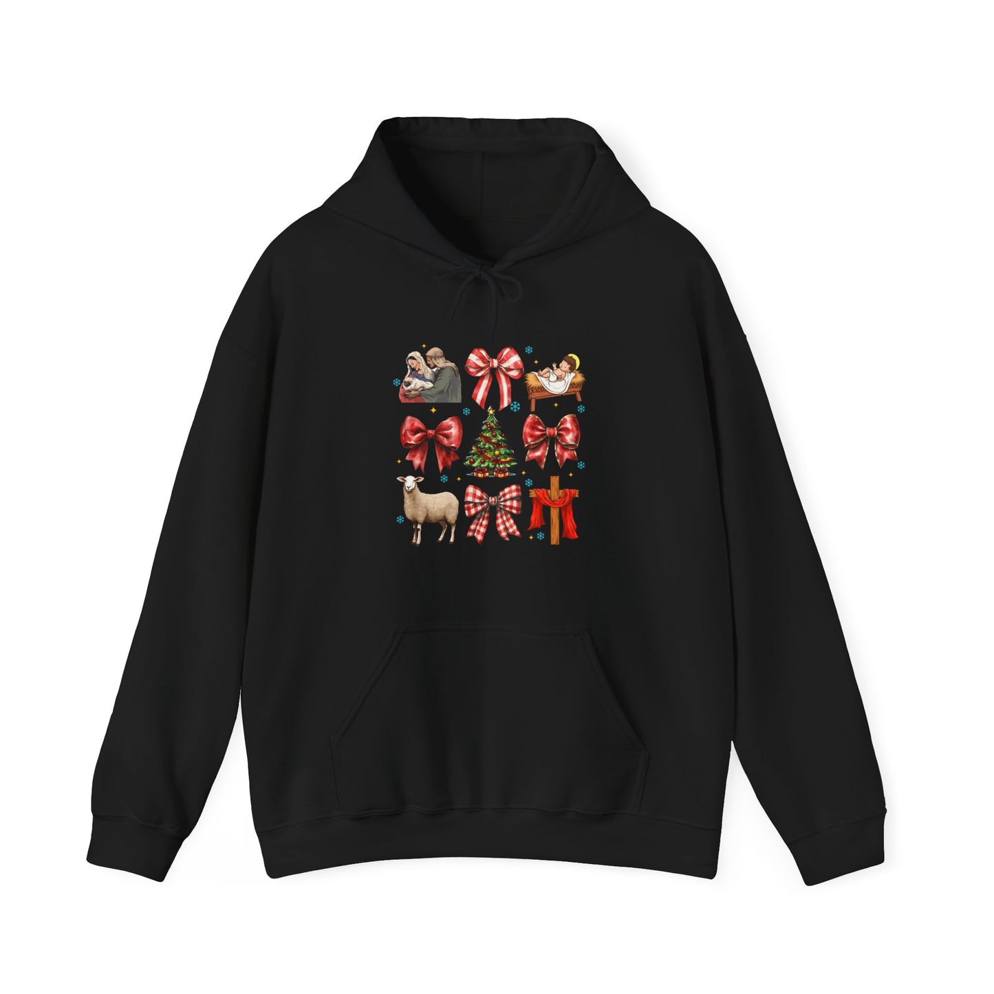 Christmas Bow & Reindeer Hoodie — Festive Holiday Graphic Sweatshirt