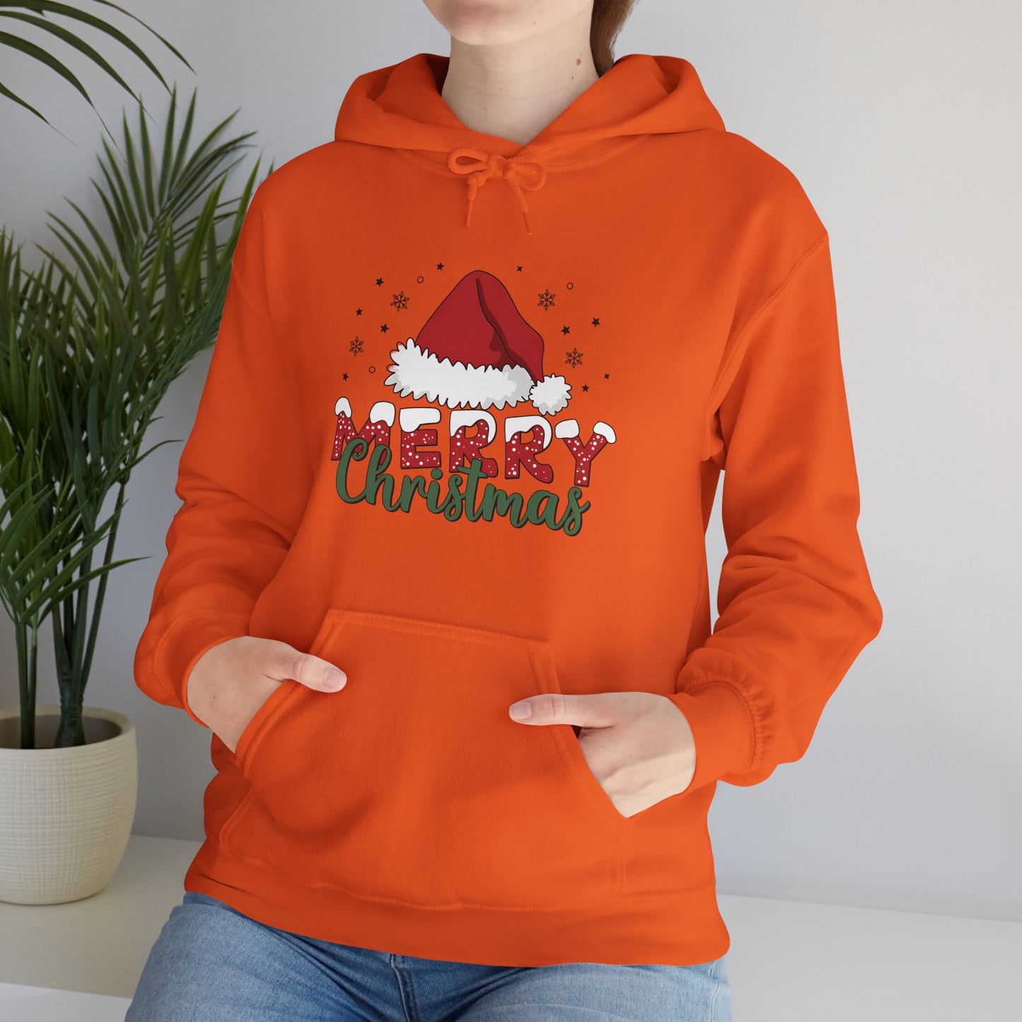 Christmas Hoodie - 'Merry Christmas' Santa Hat Holiday Sweatshirt