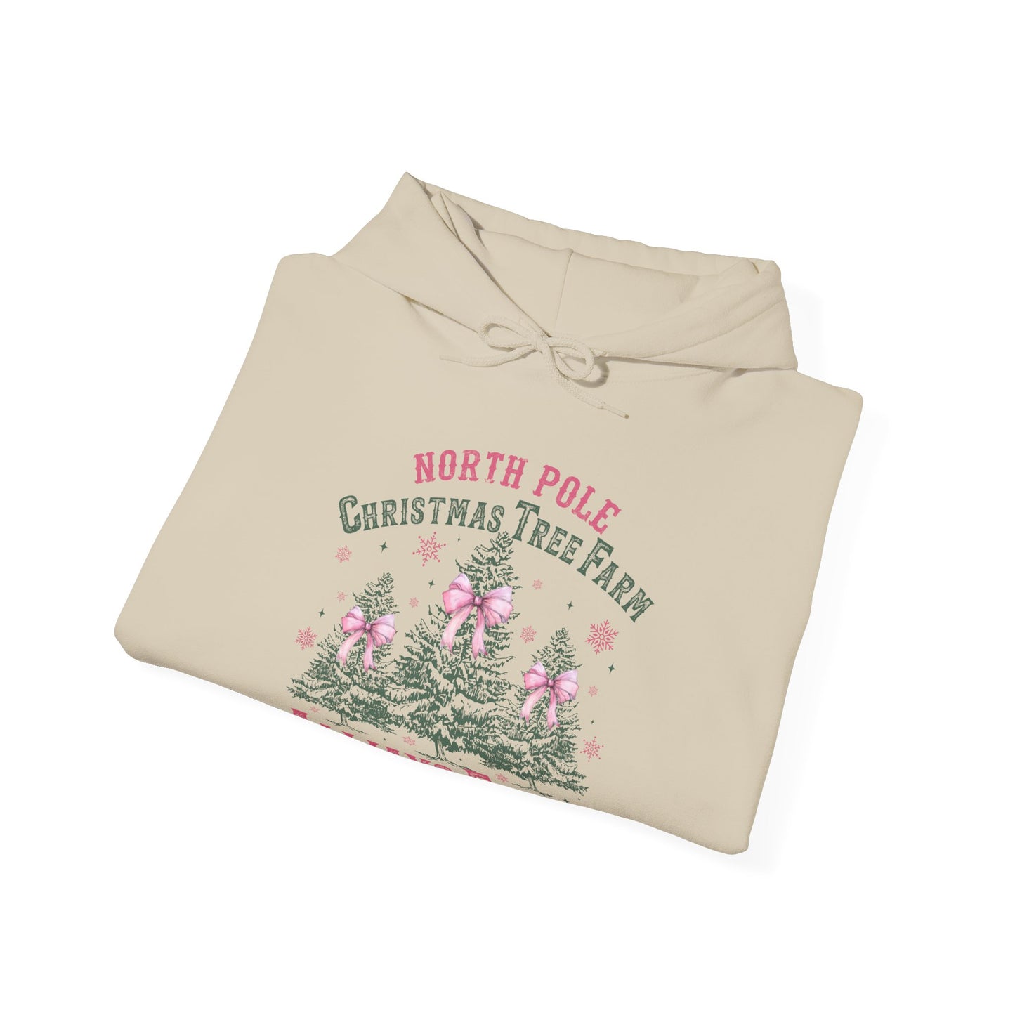Christmas Tree Farm Hoodie - "North Pole Christmas Tree Farm Always Fresh" Cozy Holiday Pullover