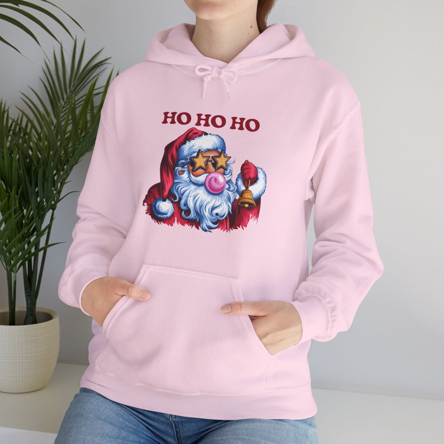 Santa 'Ho Ho Ho' Graphic Hoodie — Festive Retro Santa Pullover for Christmas