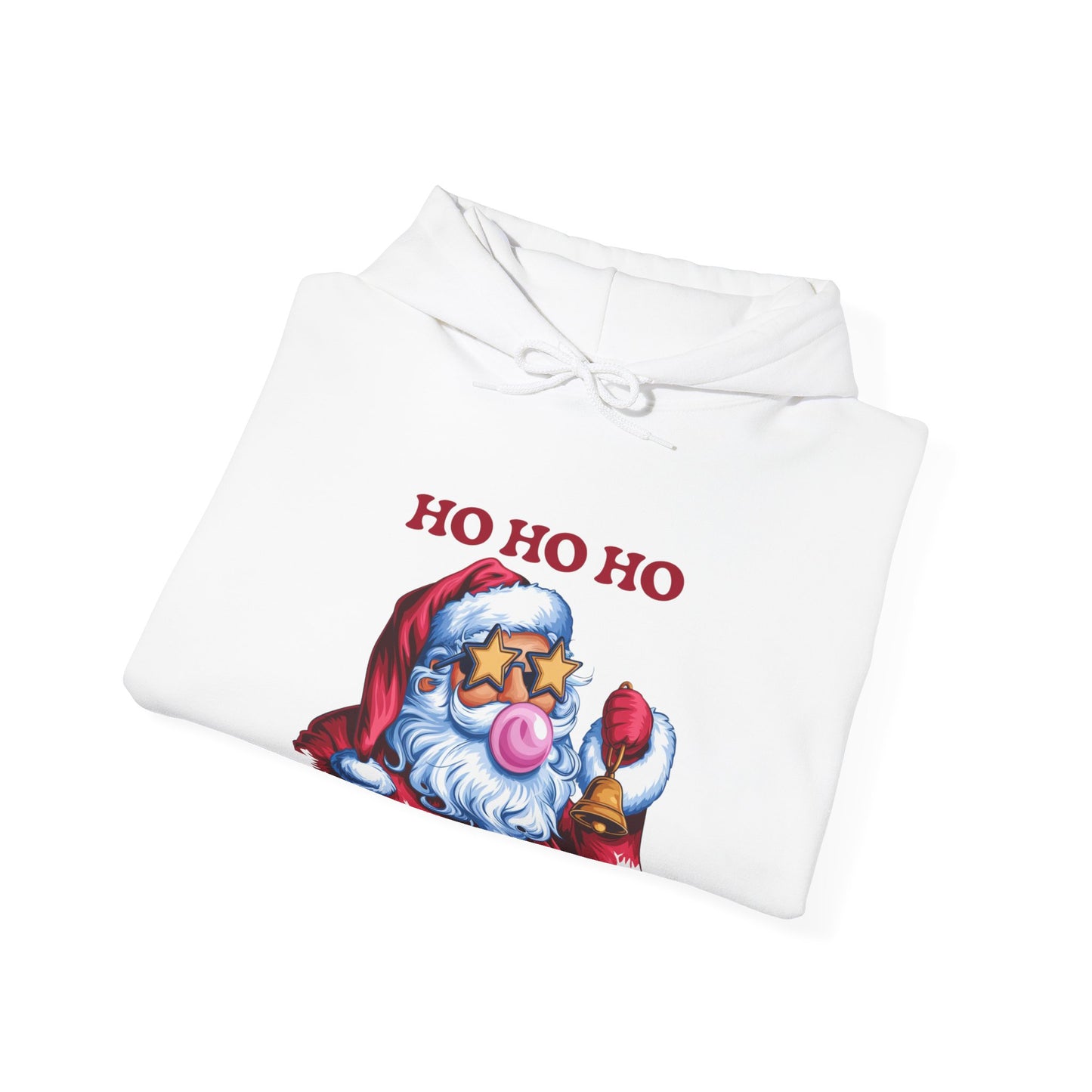 Santa 'Ho Ho Ho' Graphic Hoodie — Festive Retro Santa Pullover for Christmas