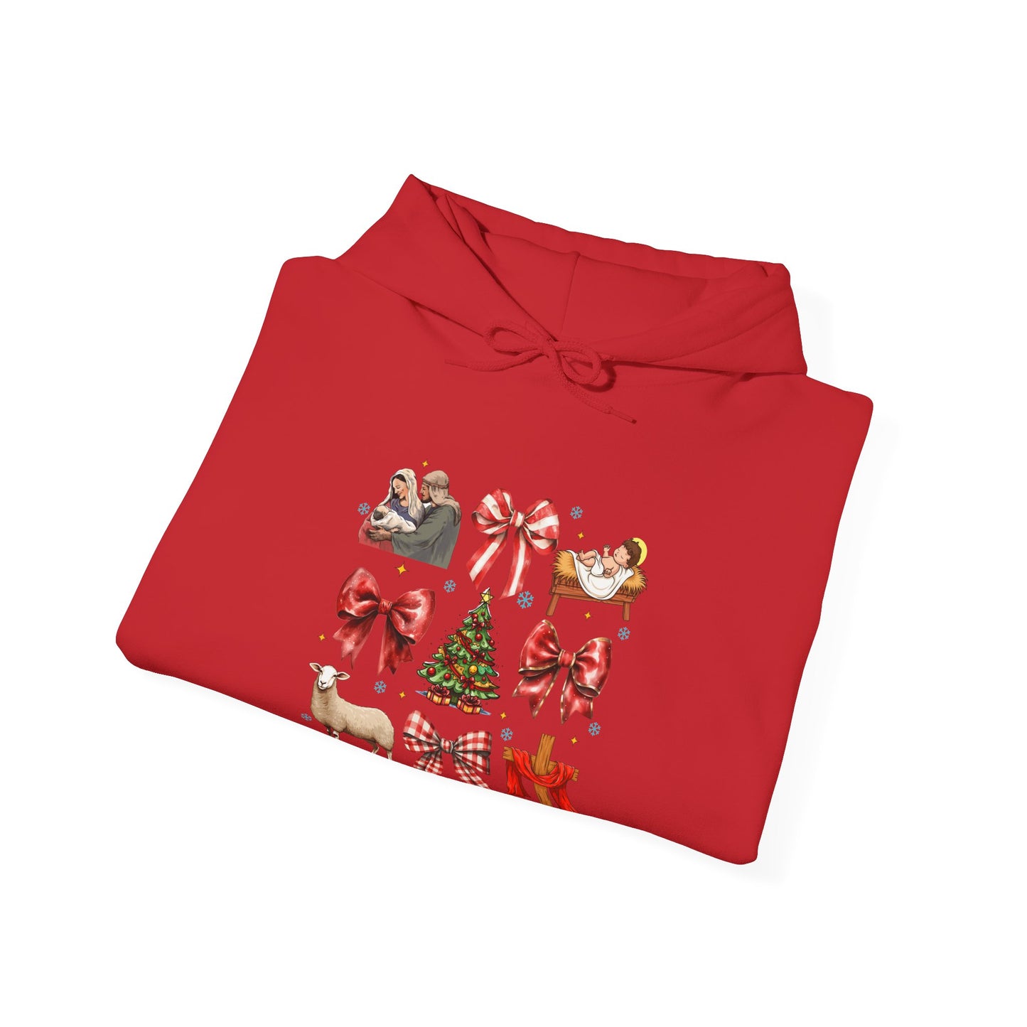 Christmas Bow & Reindeer Hoodie — Festive Holiday Graphic Sweatshirt