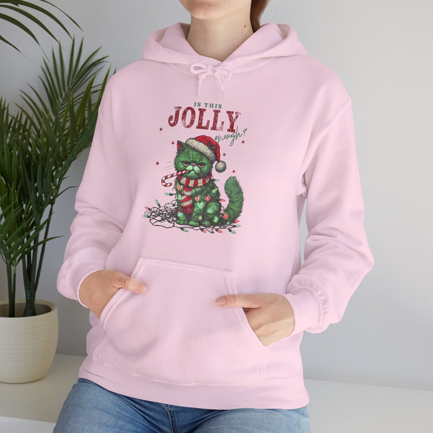 Holiday Dino Hoodie - "Be Jolly" Cute Christmas T-Rex Sweatshirt