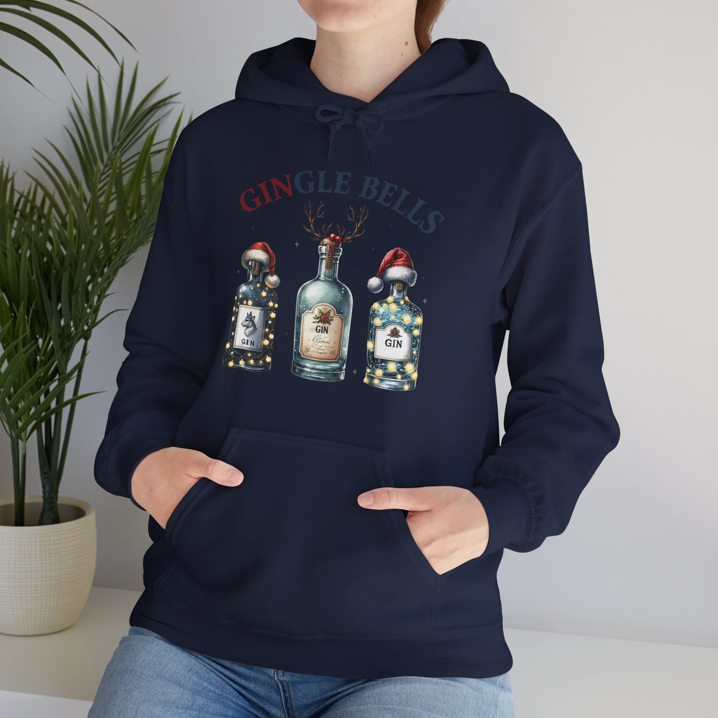 Hoodie — "Gingle Bells" Festive Bottle Christmas Hooded Sweatshirt