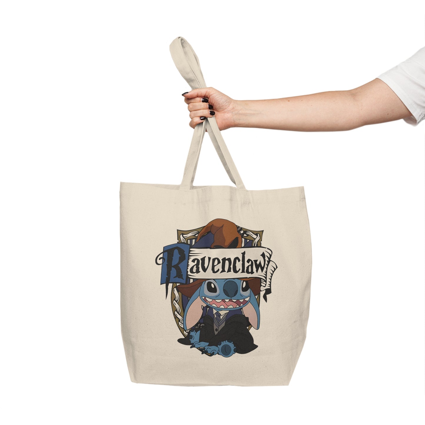 Ravenclaw Canvas Tote Bag – Cute Wizard Stitch Character School Crest Eco Shopper