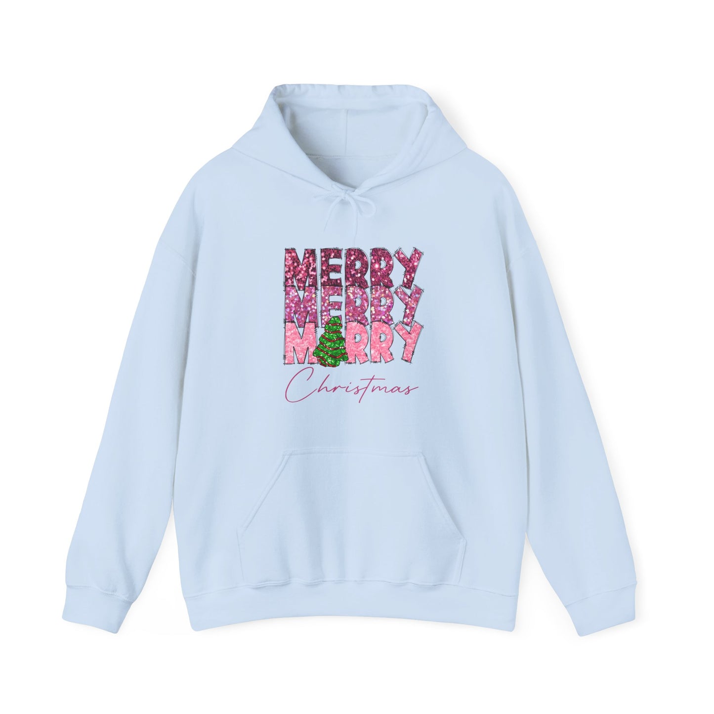 Merry Merry Merry Christmas Hoodie — Festive Floral Holiday Sweatshirt