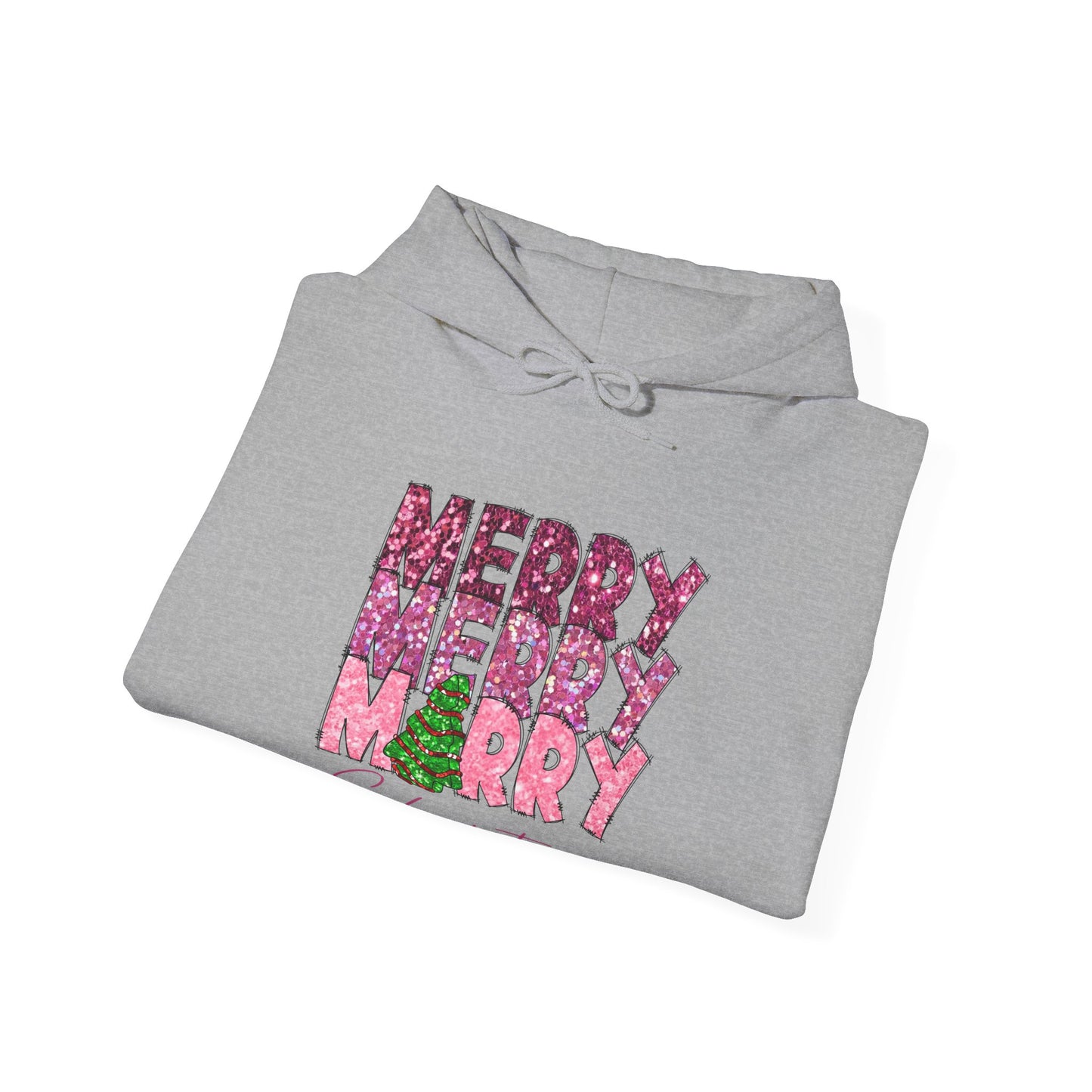 Merry Merry Merry Christmas Hoodie — Festive Floral Holiday Sweatshirt