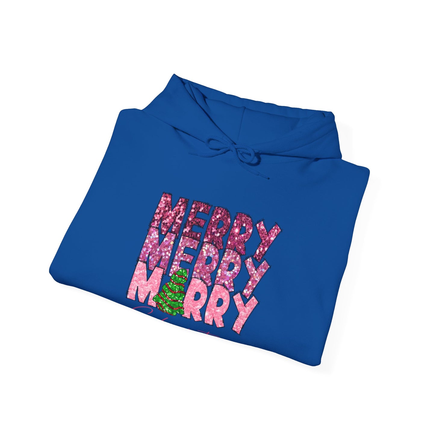Merry Merry Merry Christmas Hoodie — Festive Floral Holiday Sweatshirt