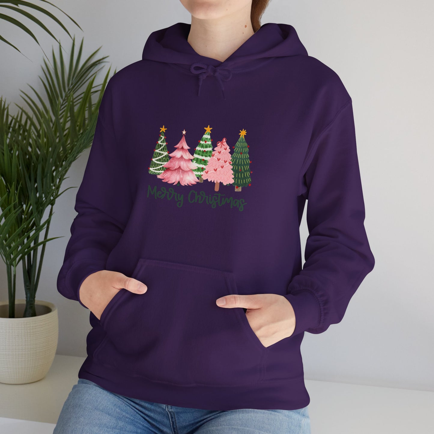 Christmas Tree Cluster Hoodie – "Merry Christmas" Festive Holiday Sweatshirt