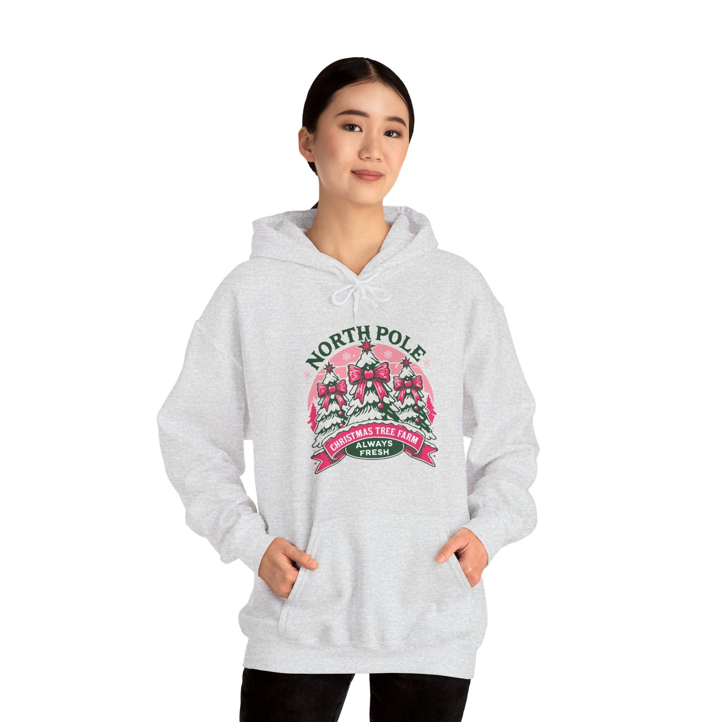 North Pole Christmas Tree Farm Hoodie - Vintage Holiday Winter Sweatshirt