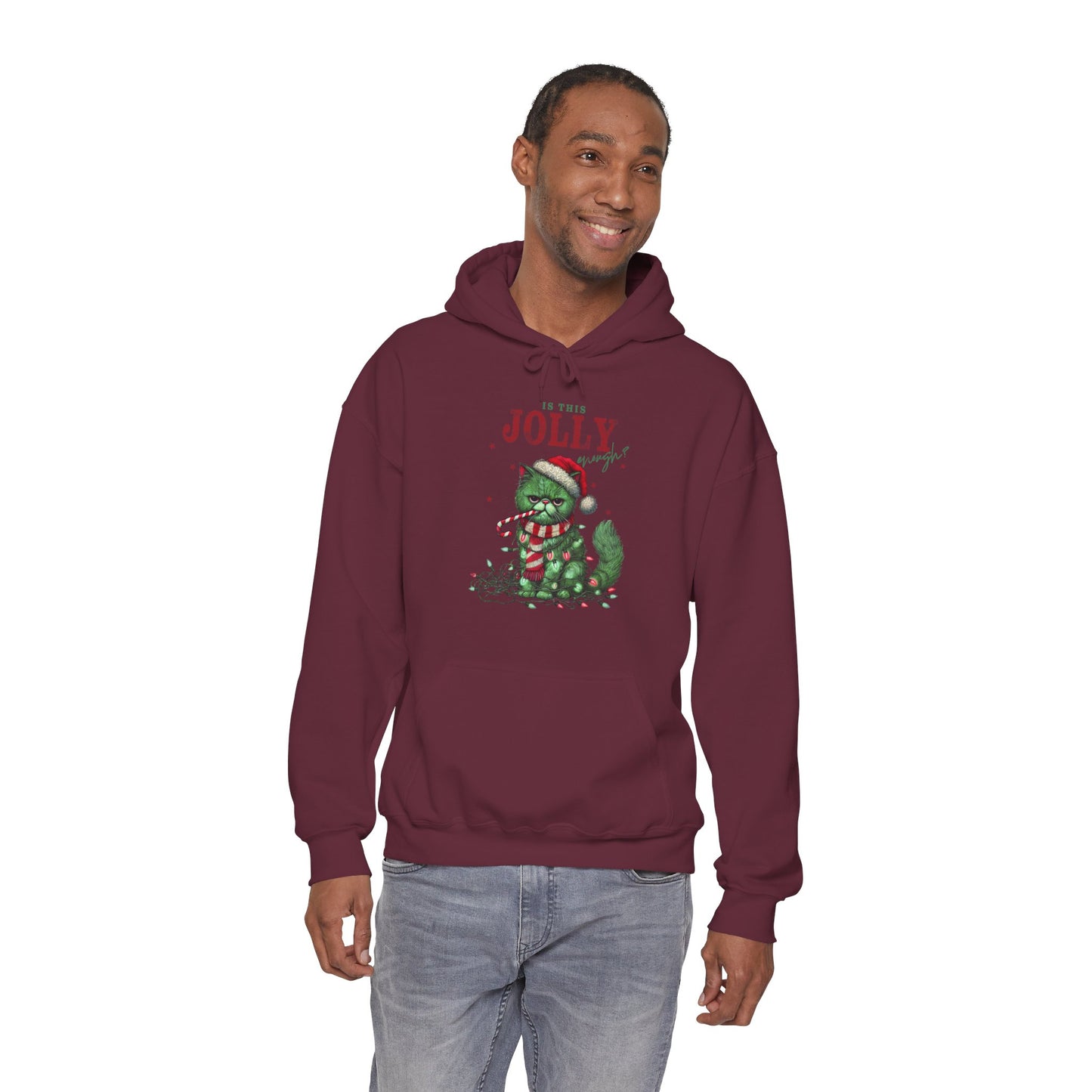Holiday Dino Hoodie - "Be Jolly" Cute Christmas T-Rex Sweatshirt