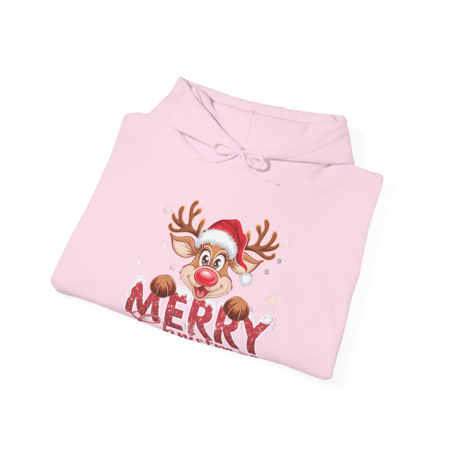 Christmas Reindeer Hoodie - 'Merry Christmas' Cute Santa Reindeer Holiday Sweatshirt
