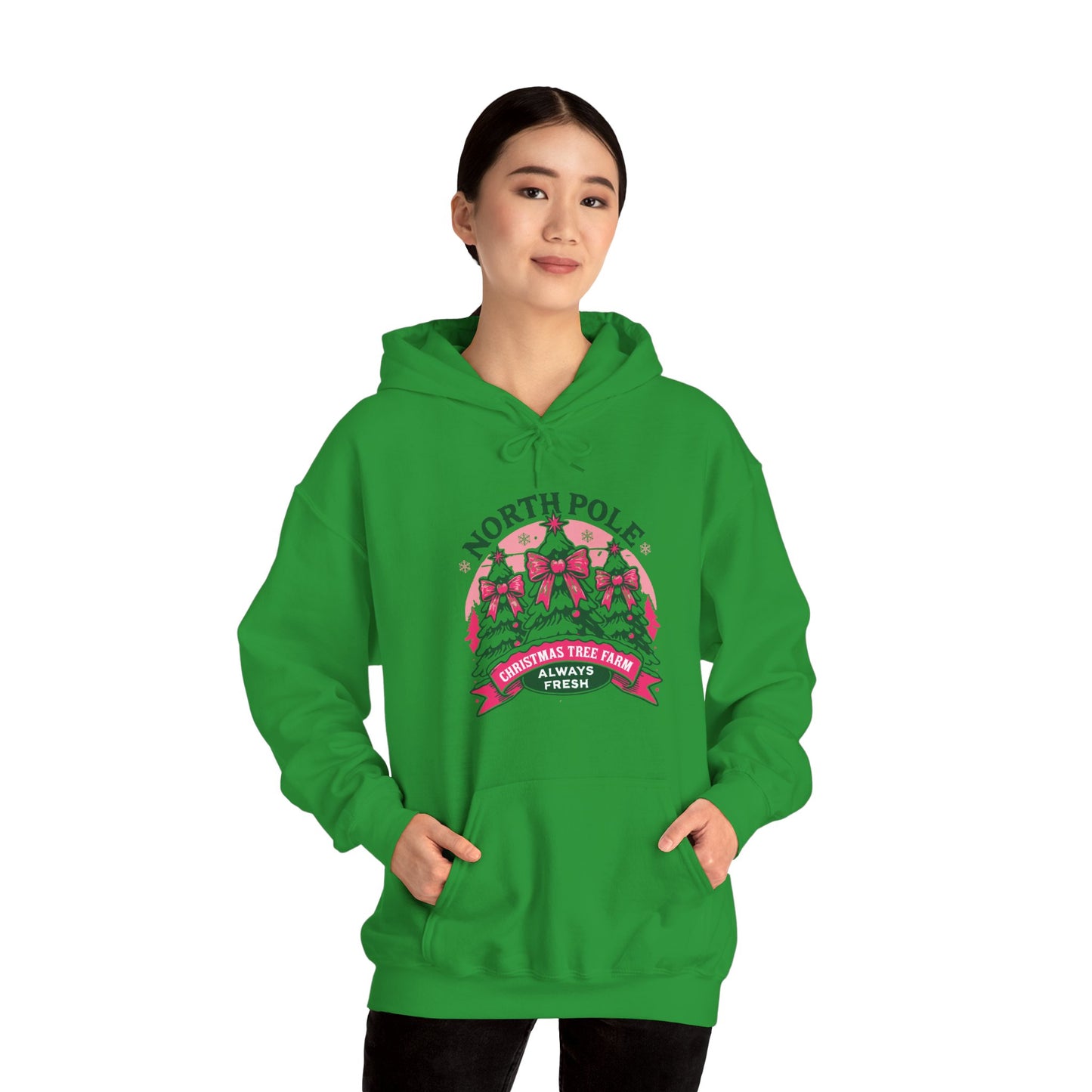 North Pole Christmas Tree Farm Hoodie - Vintage Holiday Winter Sweatshirt