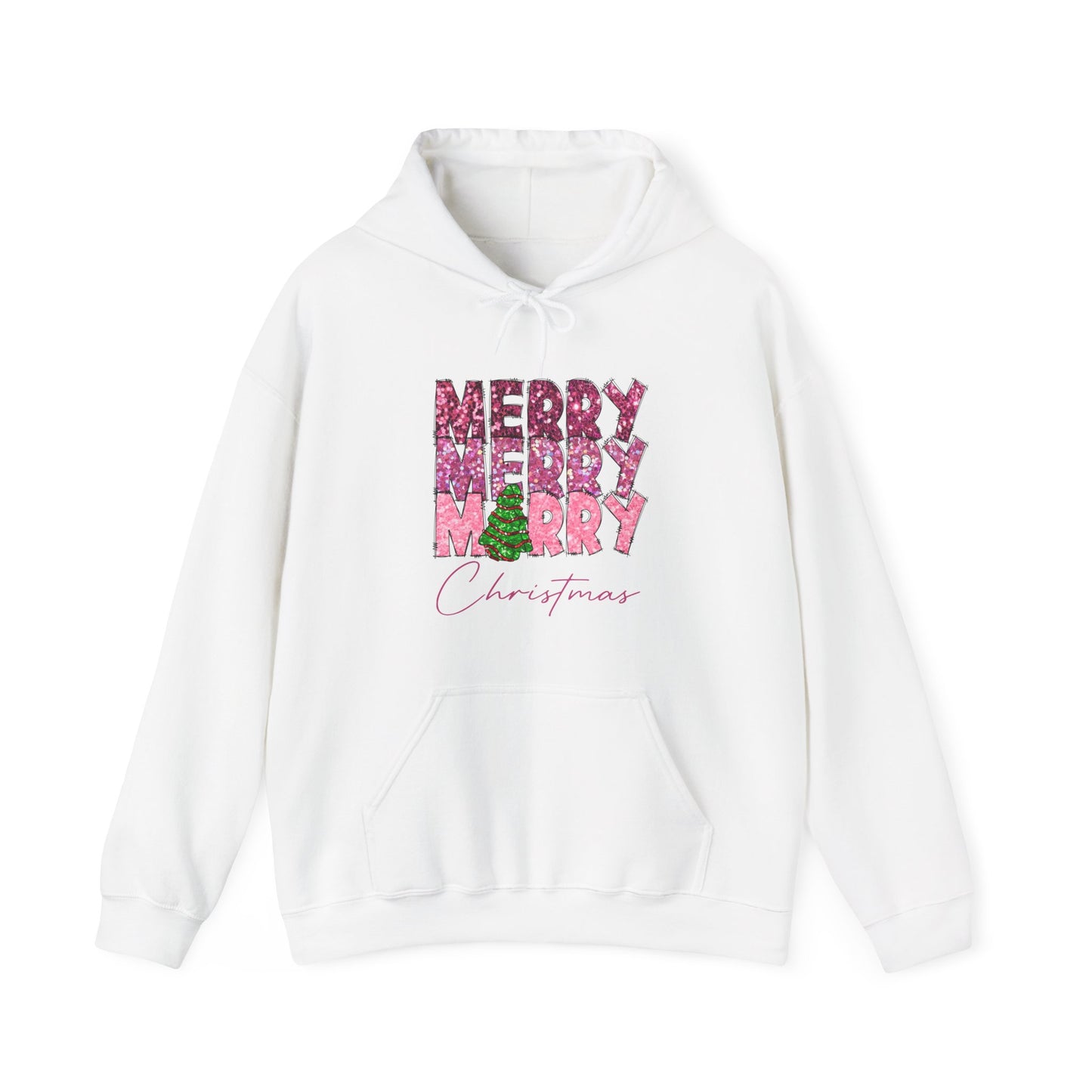 Merry Merry Merry Christmas Hoodie — Festive Floral Holiday Sweatshirt