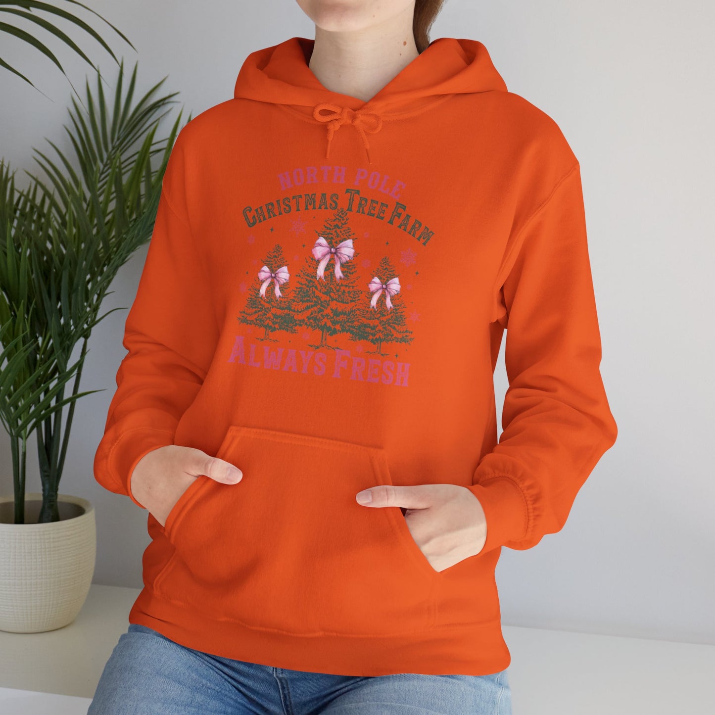 Christmas Tree Farm Hoodie - "North Pole Christmas Tree Farm Always Fresh" Cozy Holiday Pullover