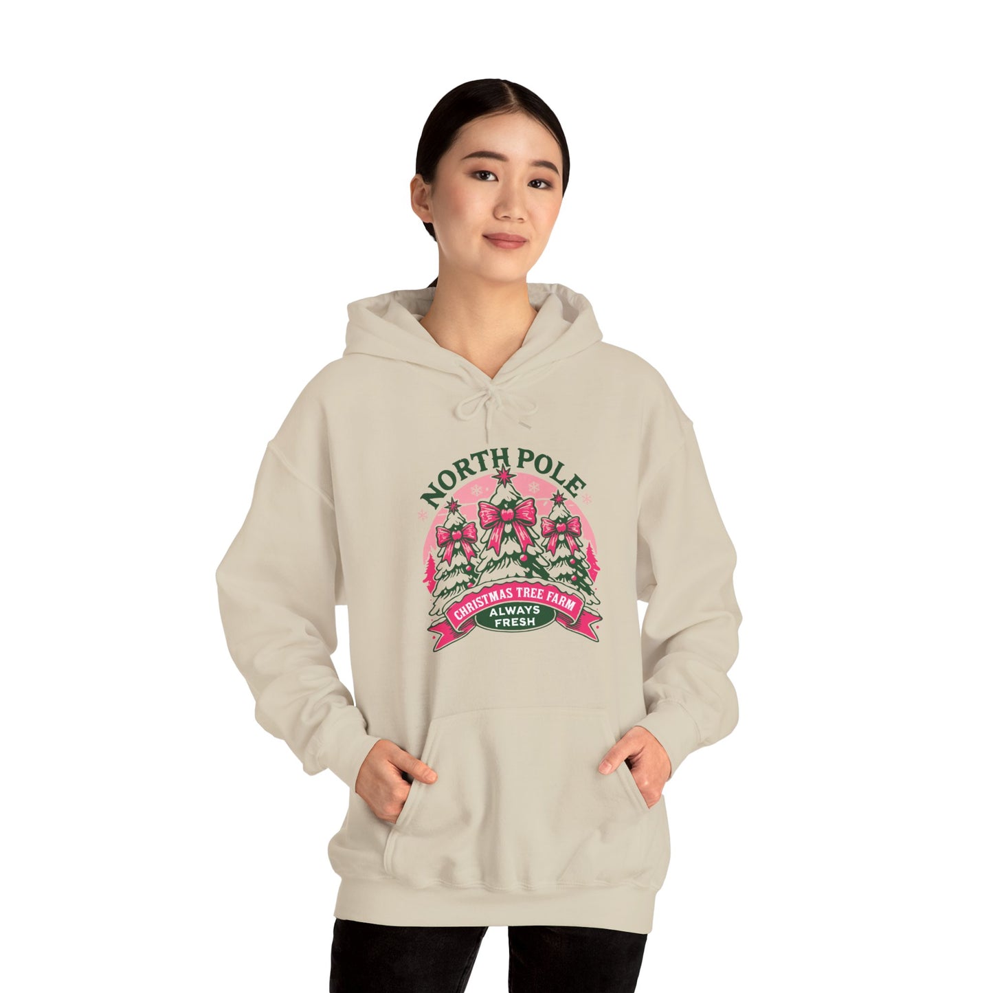North Pole Christmas Tree Farm Hoodie - Vintage Holiday Winter Sweatshirt