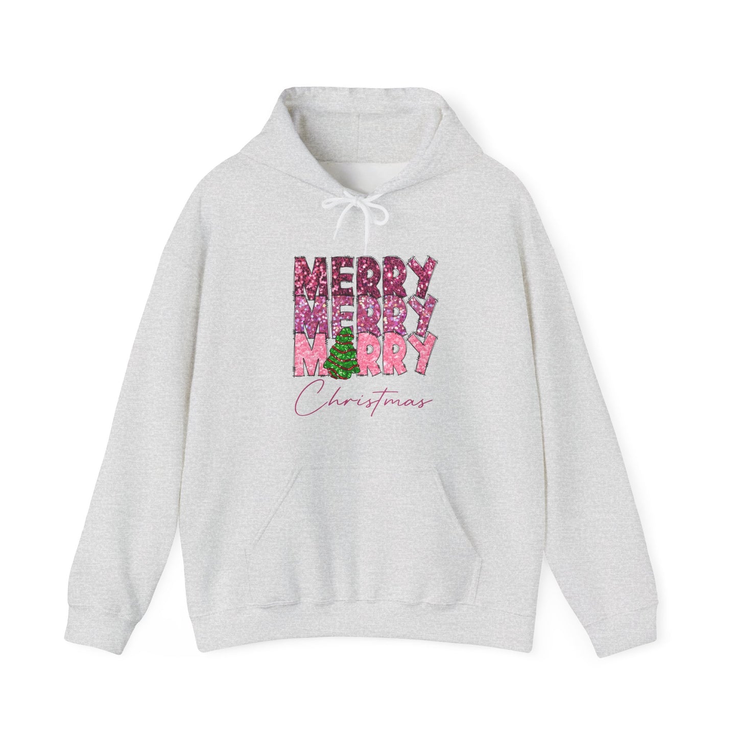 Merry Merry Merry Christmas Hoodie — Festive Floral Holiday Sweatshirt