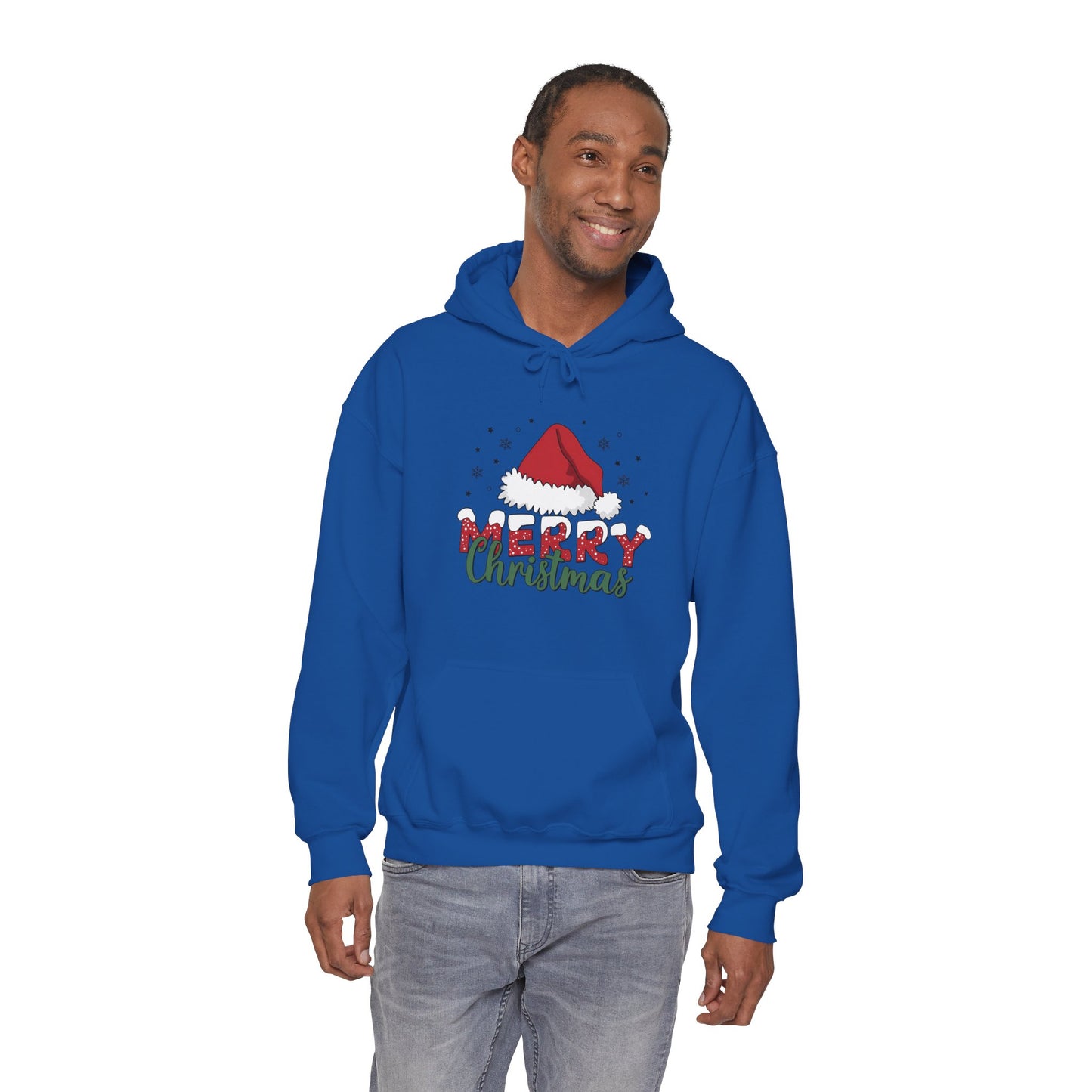 Christmas Hoodie - 'Merry Christmas' Santa Hat Holiday Sweatshirt