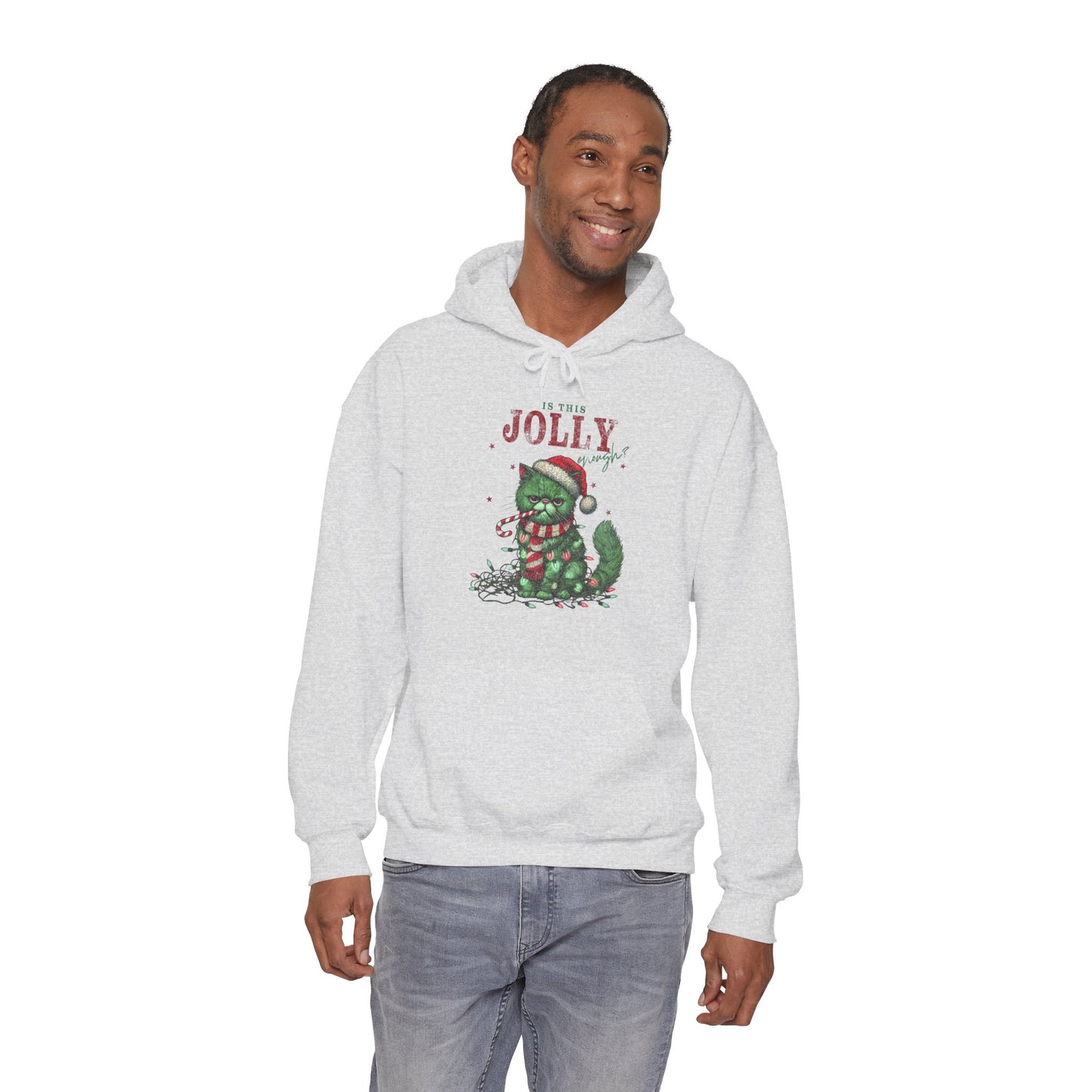 Holiday Dino Hoodie - "Be Jolly" Cute Christmas T-Rex Sweatshirt