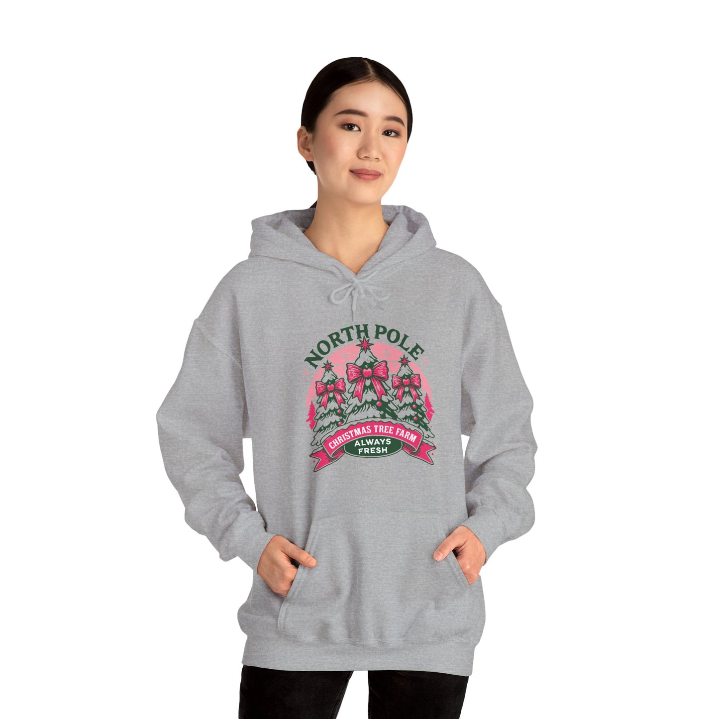 North Pole Christmas Tree Farm Hoodie - Vintage Holiday Winter Sweatshirt