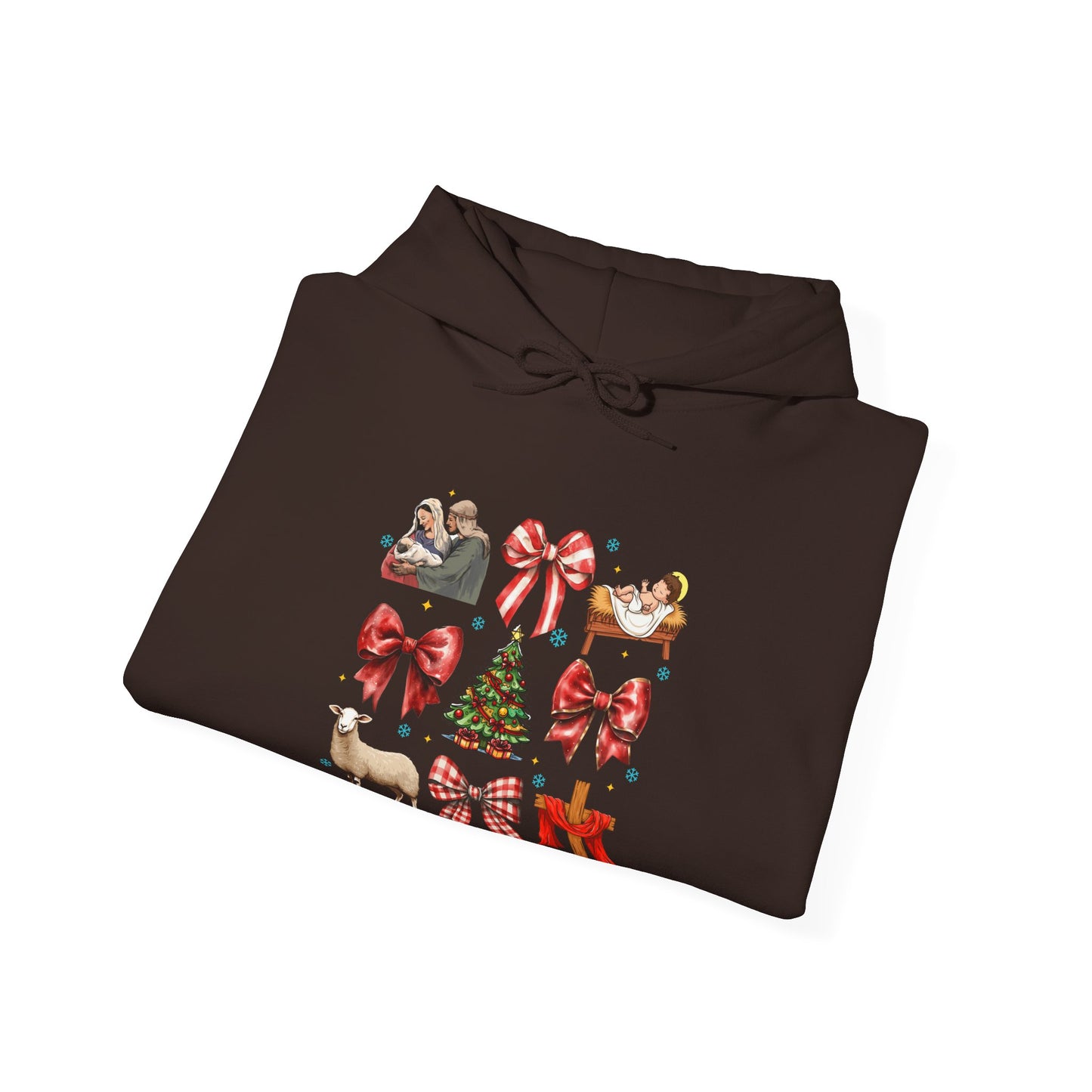 Christmas Bow & Reindeer Hoodie — Festive Holiday Graphic Sweatshirt