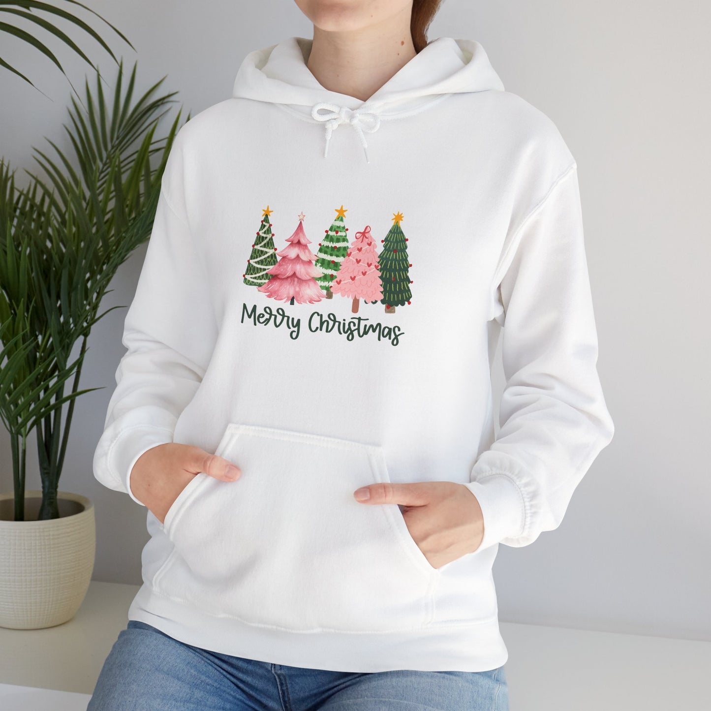 Christmas Tree Cluster Hoodie – "Merry Christmas" Festive Holiday Sweatshirt